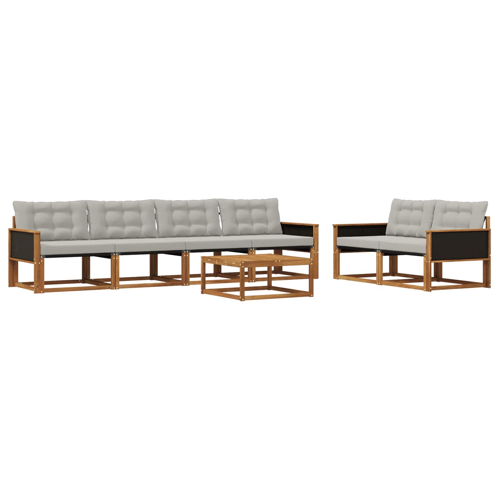 Ensemble de canapés d'extérieur 7 pcs Naturel et gris clair - XIOS