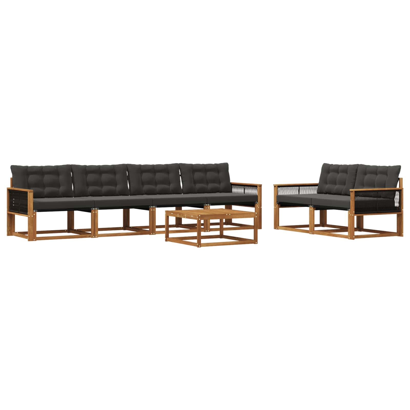 Ensemble de canapés d'extérieur 7 pcs Naturel et noir - XIOS