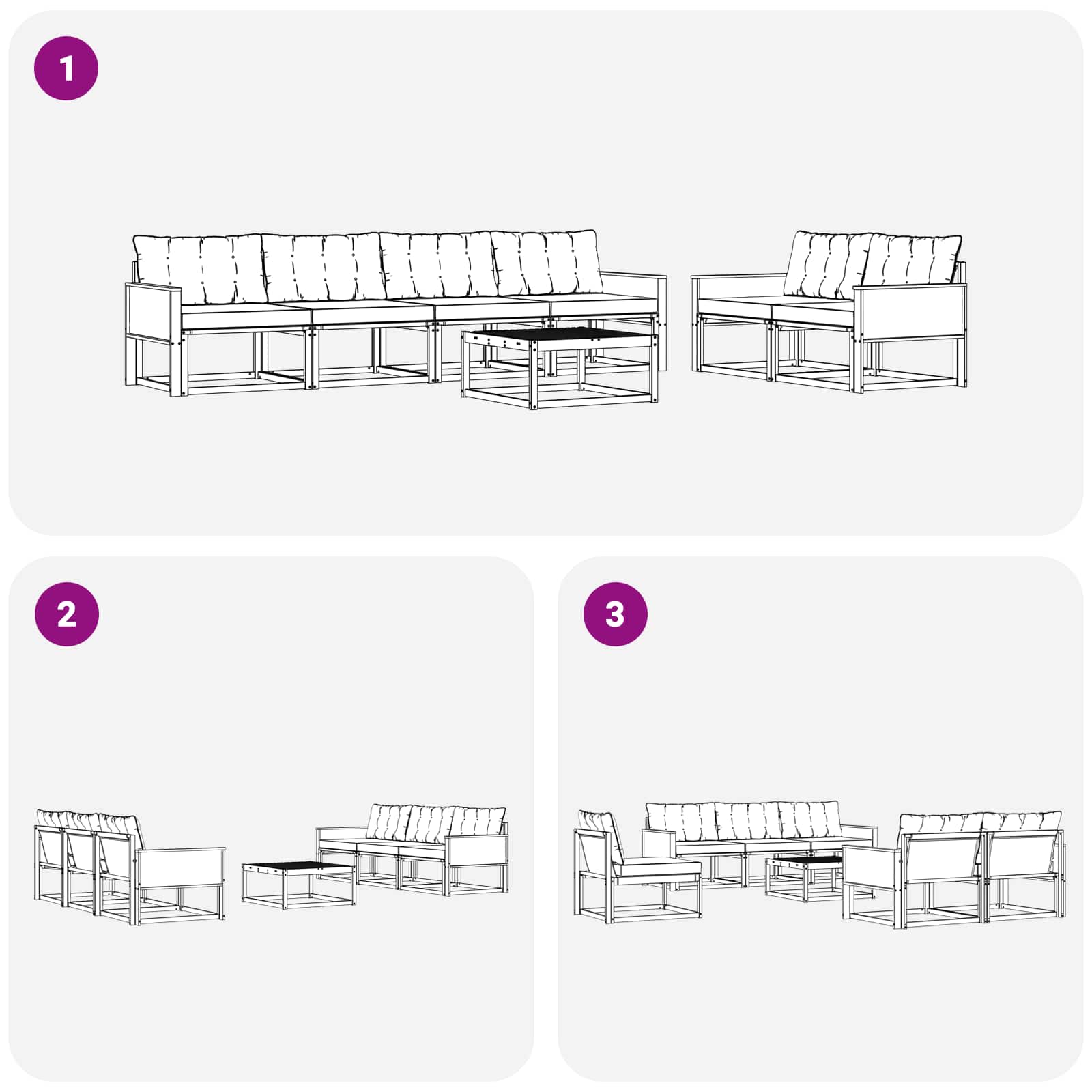 Ensemble de canapés d'extérieur 7 pcs Naturel et gris clair - XIOS