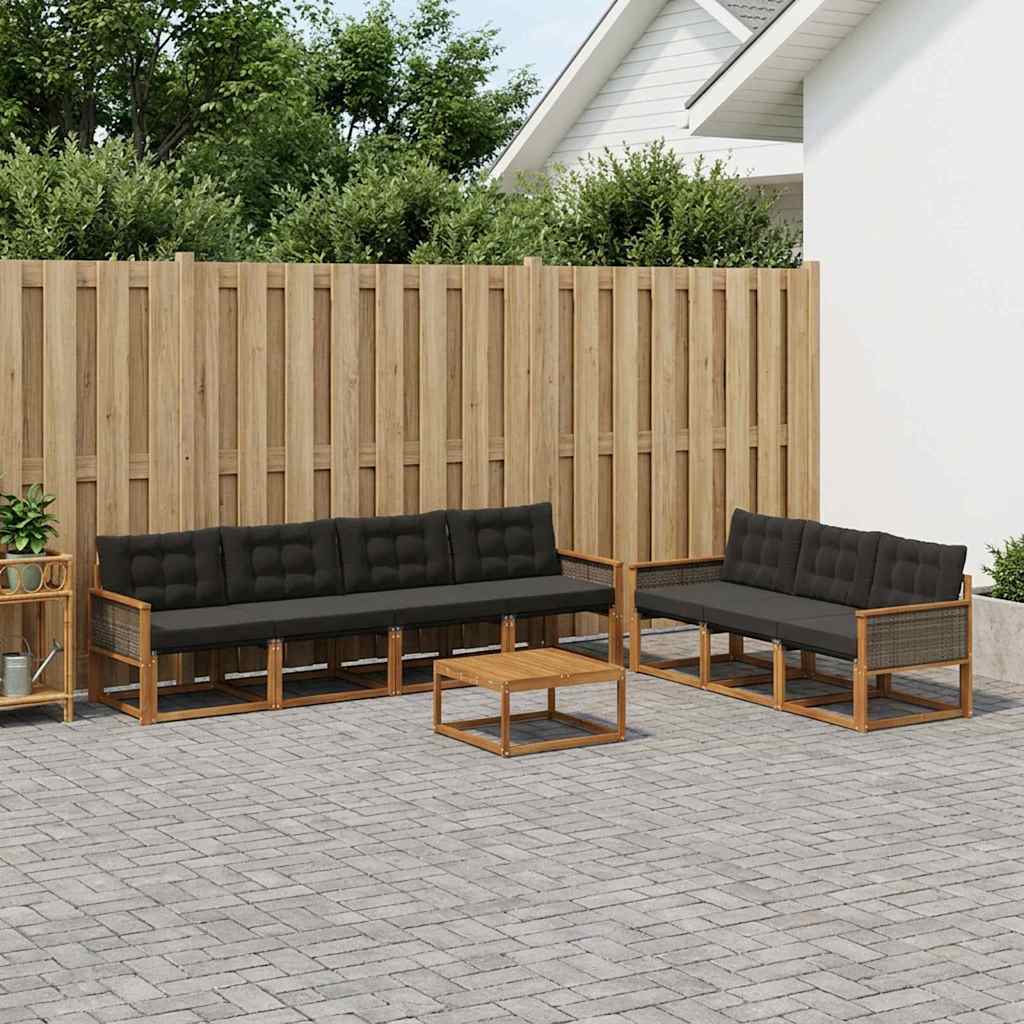 Ensemble de canapés d'extérieur 8 pcs Naturel et noir - XIOS