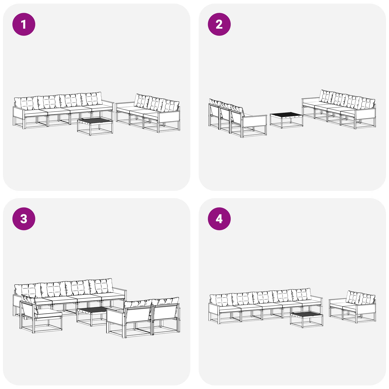 Ensemble de canapés d'extérieur 8 pcs Naturel et Beige - XIOS
