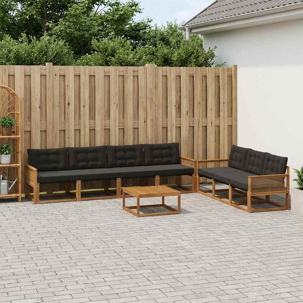 Ensemble de canapés d'extérieur 8 pcs Naturel et noir - XIOS