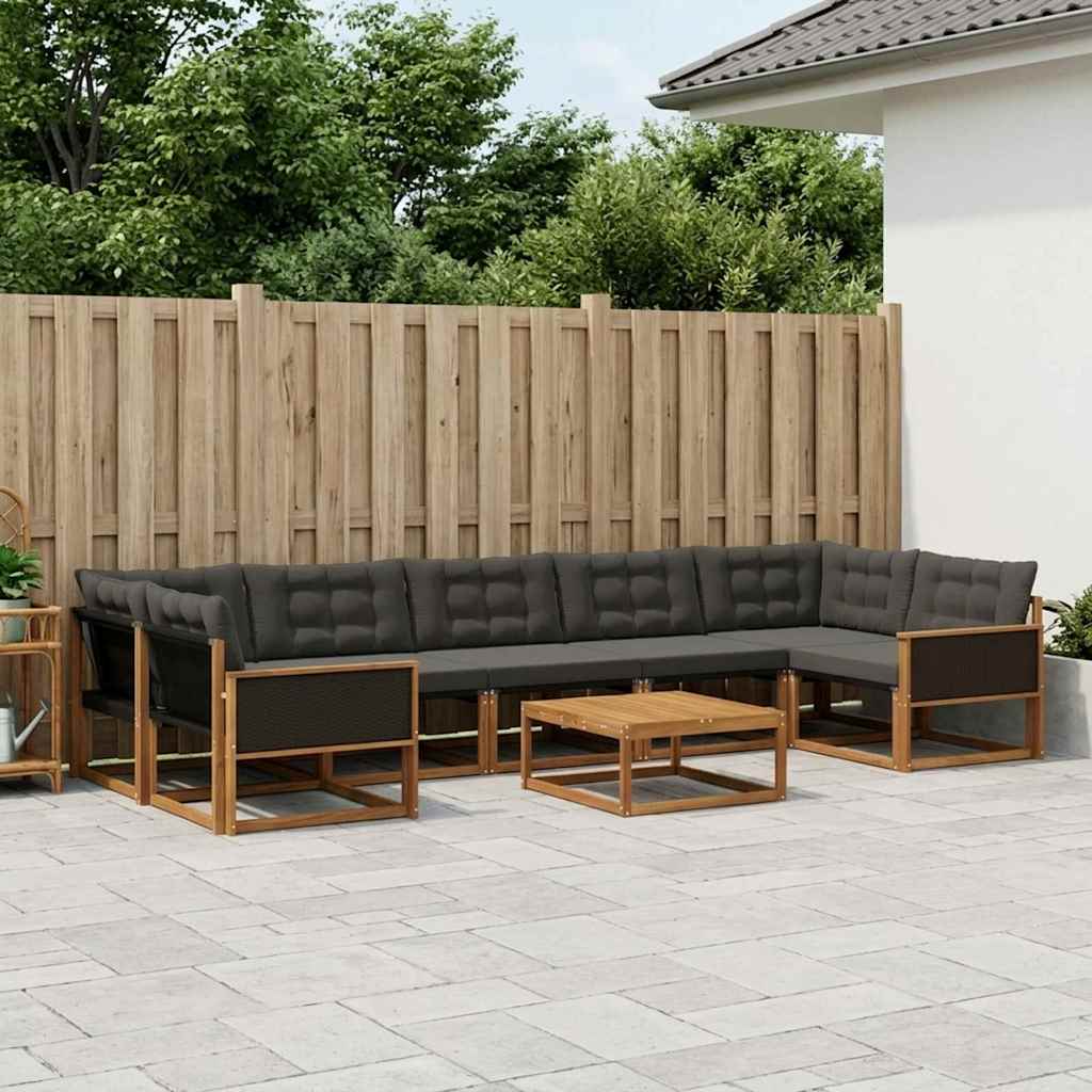 Ensemble de canapés d'extérieur 8 pcs Naturel et noir - XIOS