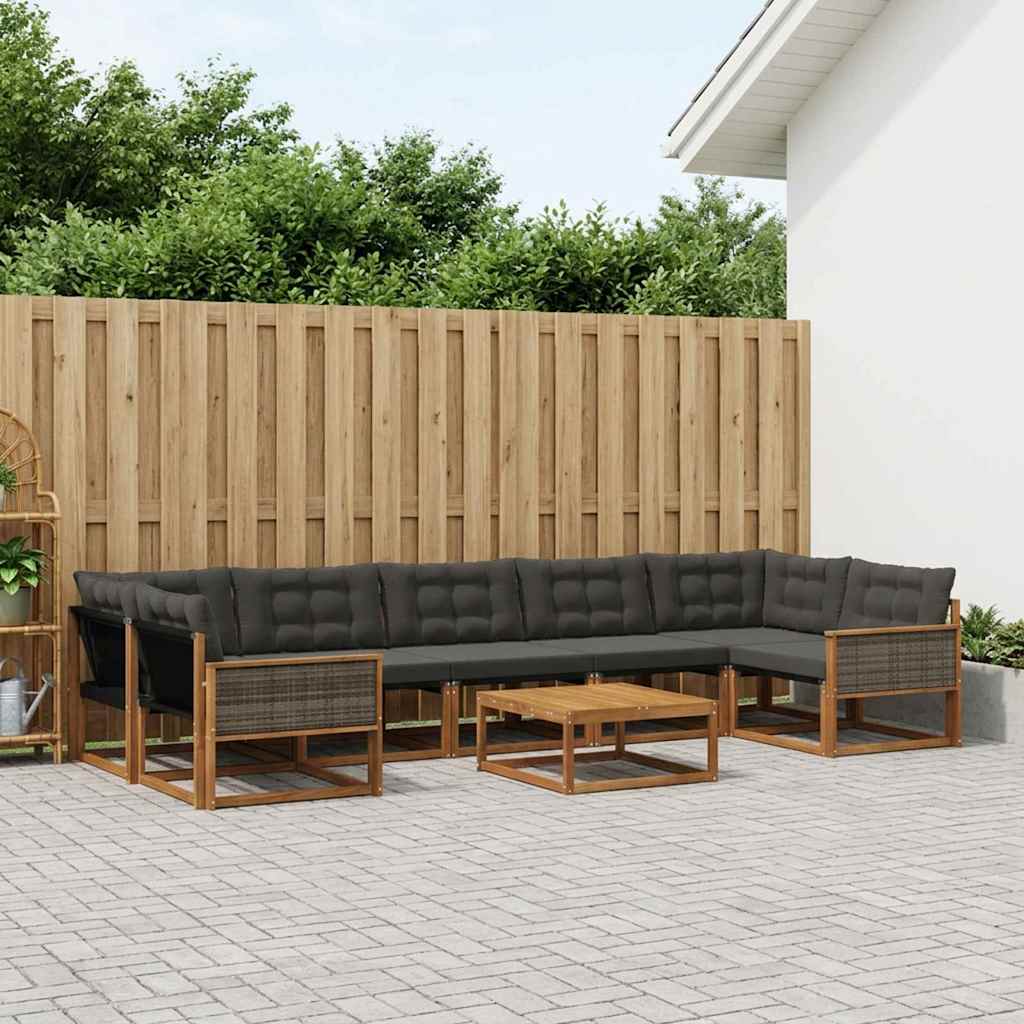 Ensemble de canapés d'extérieur 8 pcs Naturel et noir - XIOS