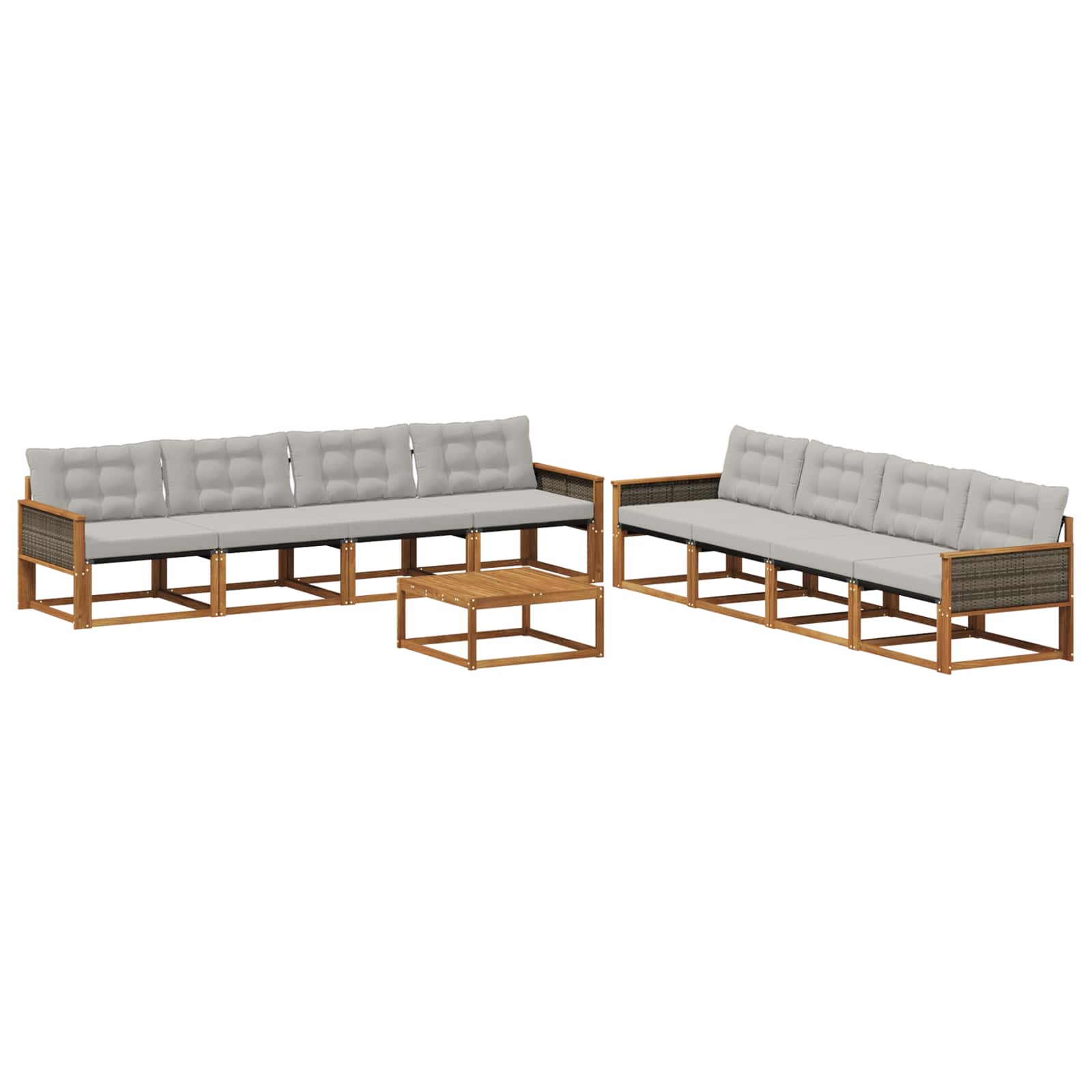 Ensemble de canapés d'extérieur 9 pcs Naturel et gris clair - XIOS