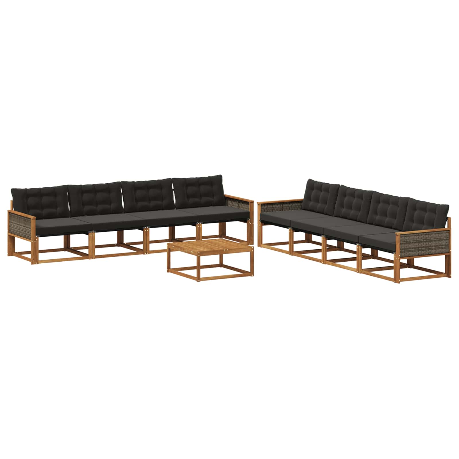 Ensemble de canapés d'extérieur 9 pcs Naturel et noir - XIOS