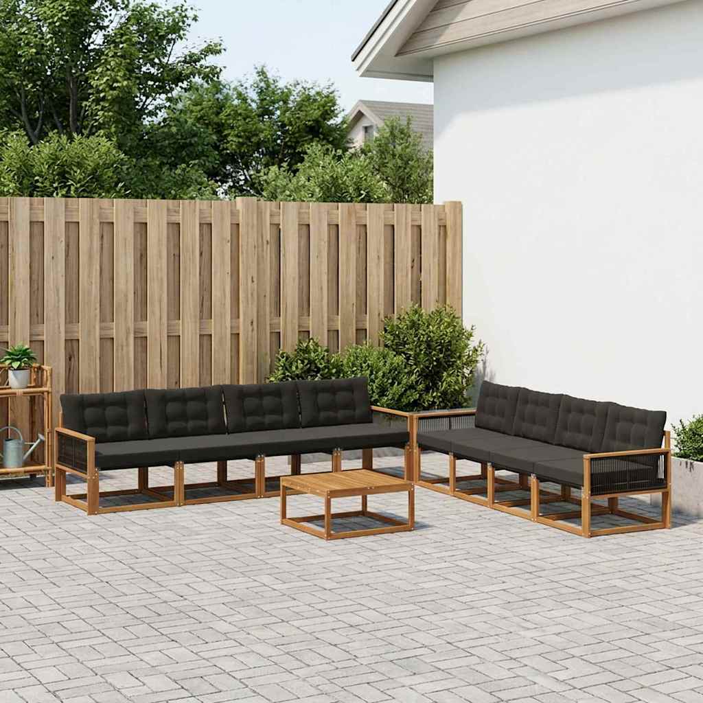 Ensemble de canapés d'extérieur 9 pcs Naturel et noir - XIOS
