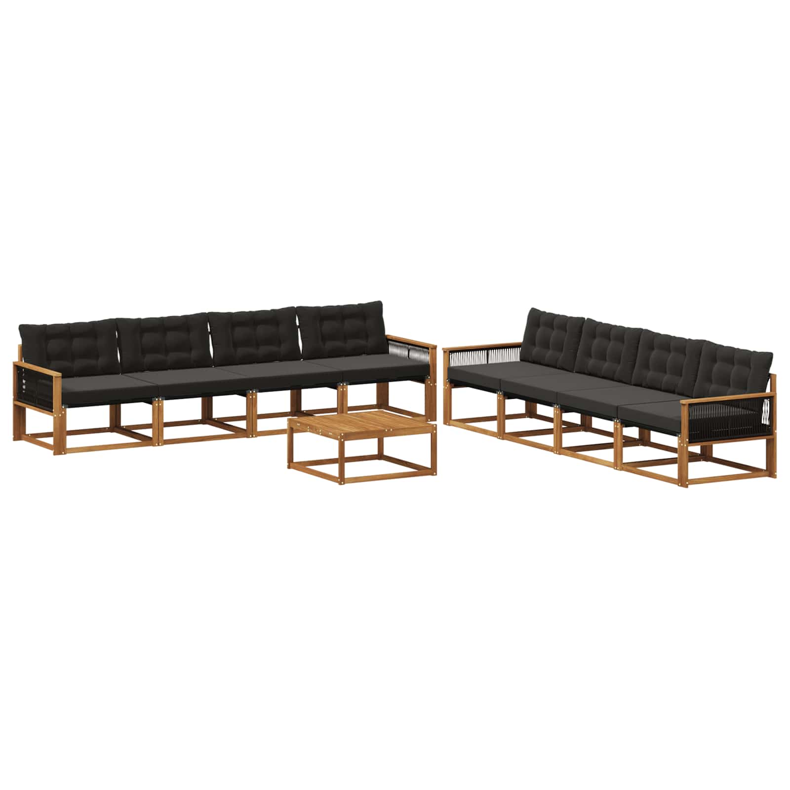 Ensemble de canapés d'extérieur 9 pcs Naturel et noir - XIOS