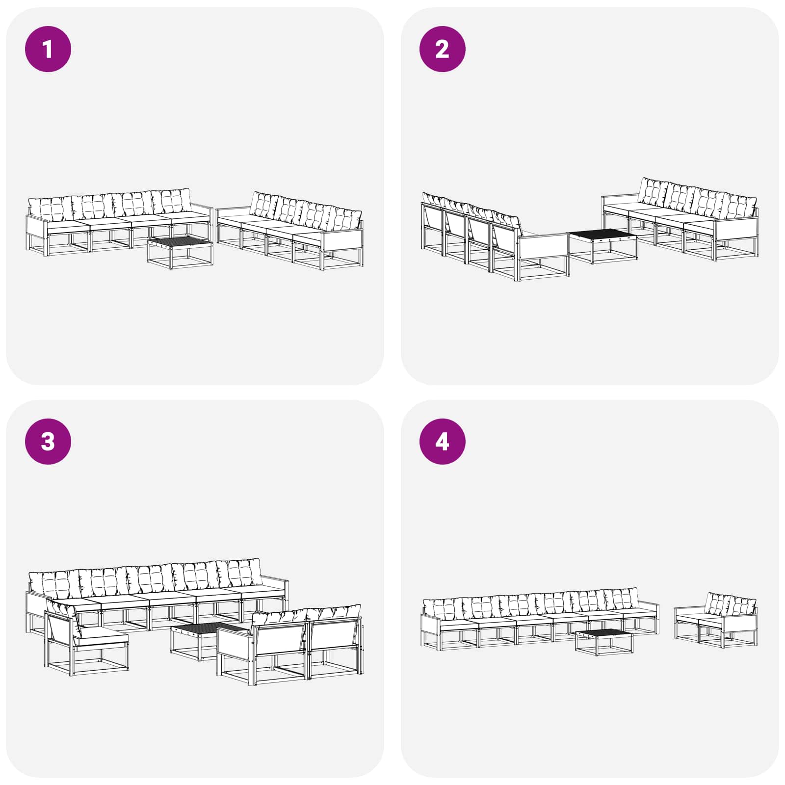 Ensemble de canapés d'extérieur 9 pcs Naturel et Beige - XIOS