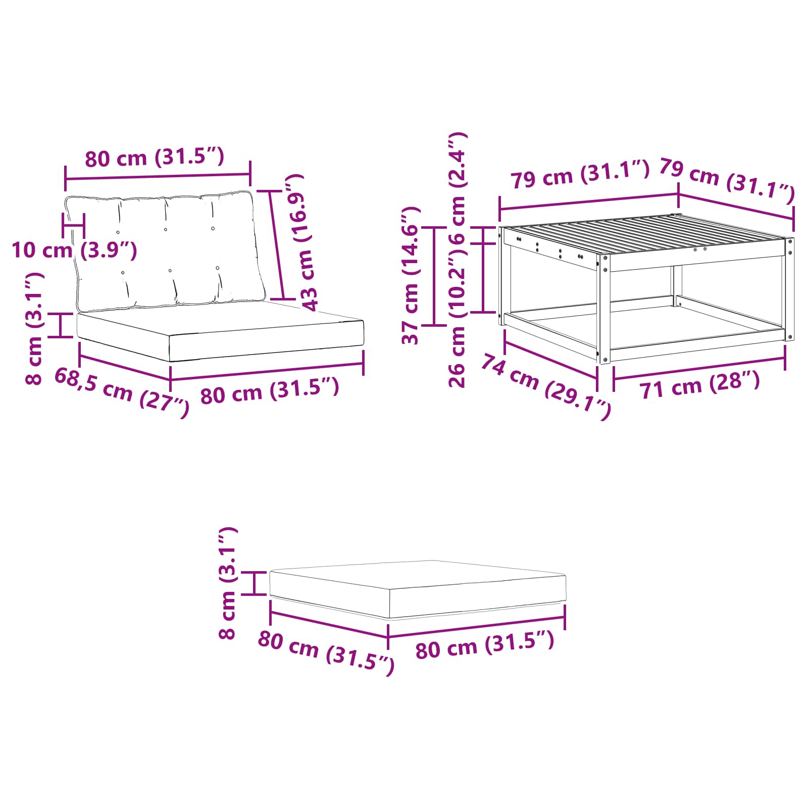 Ensemble de canapés d'extérieur 4 pcs Naturel et gris clair - XIOS