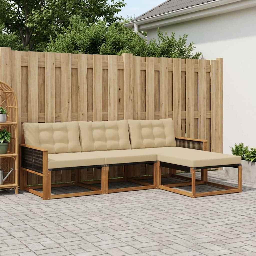 Ensemble de canapés d'extérieur 4 pcs Naturel et Beige - XIOS