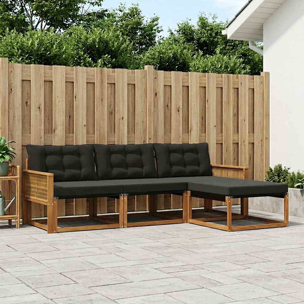 Ensemble de canapés d'extérieur 4 pcs Naturel et noir - XIOS