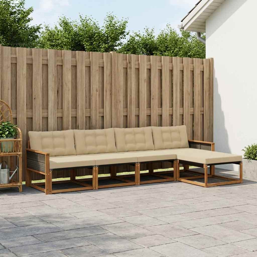 Ensemble de canapés d'extérieur 5 pcs Naturel et Beige - XIOS