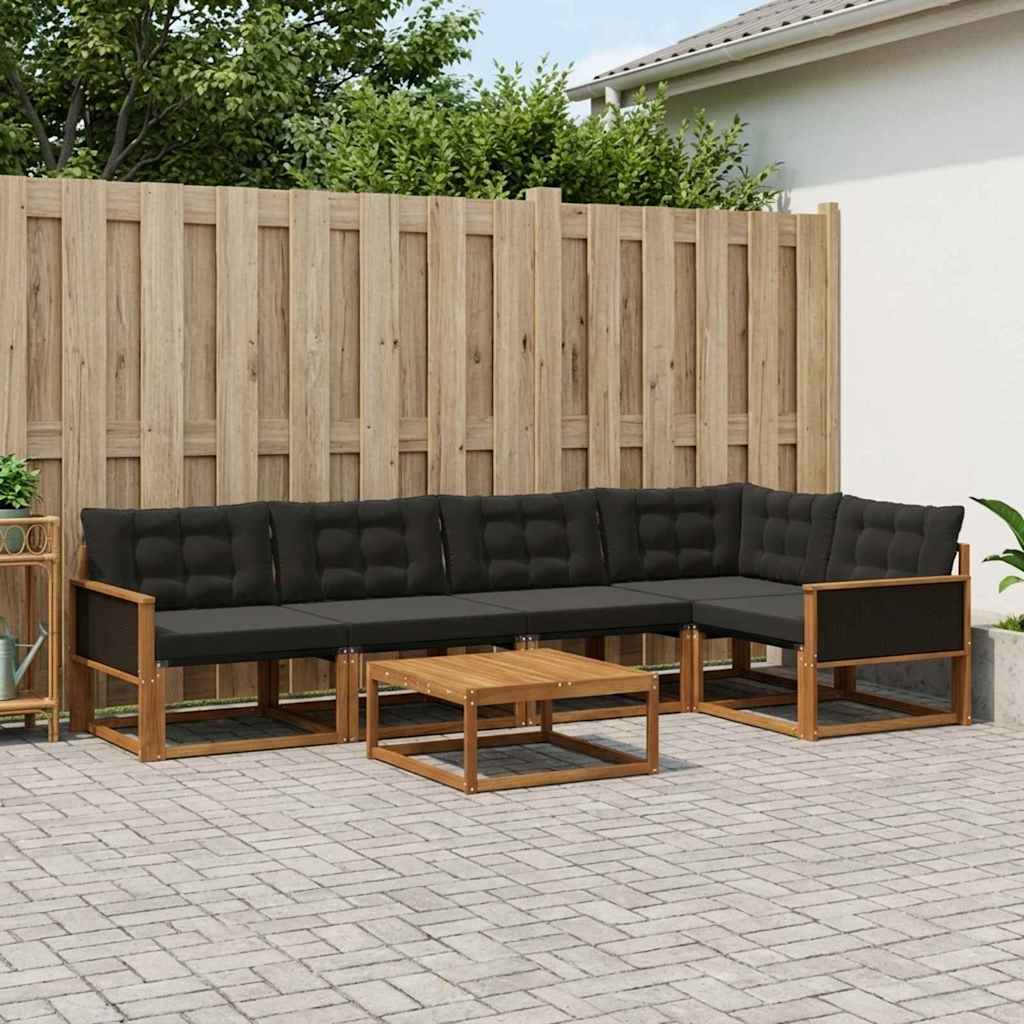 Ensemble de canapés d'extérieur 6 pcs Naturel et noir - XIOS