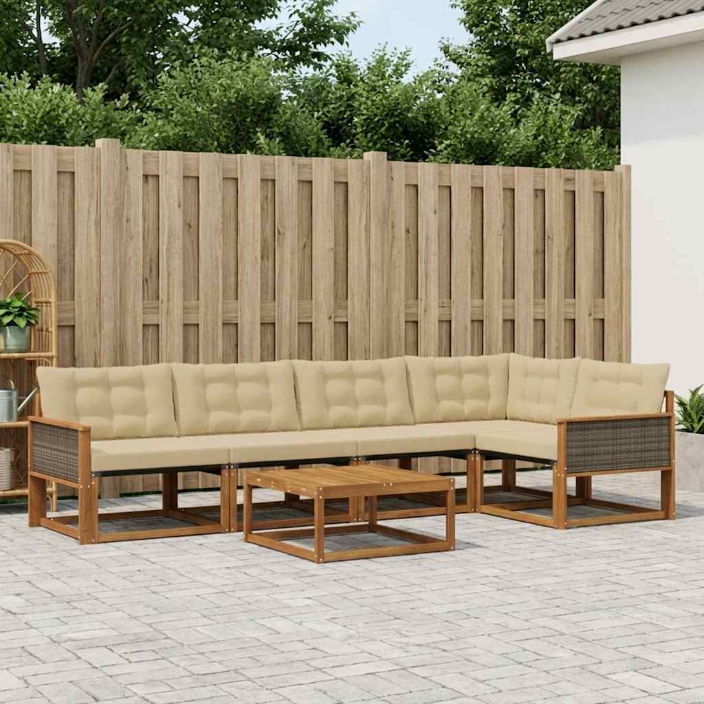 Ensemble de canapés d'extérieur 6 pcs Naturel et Beige - XIOS