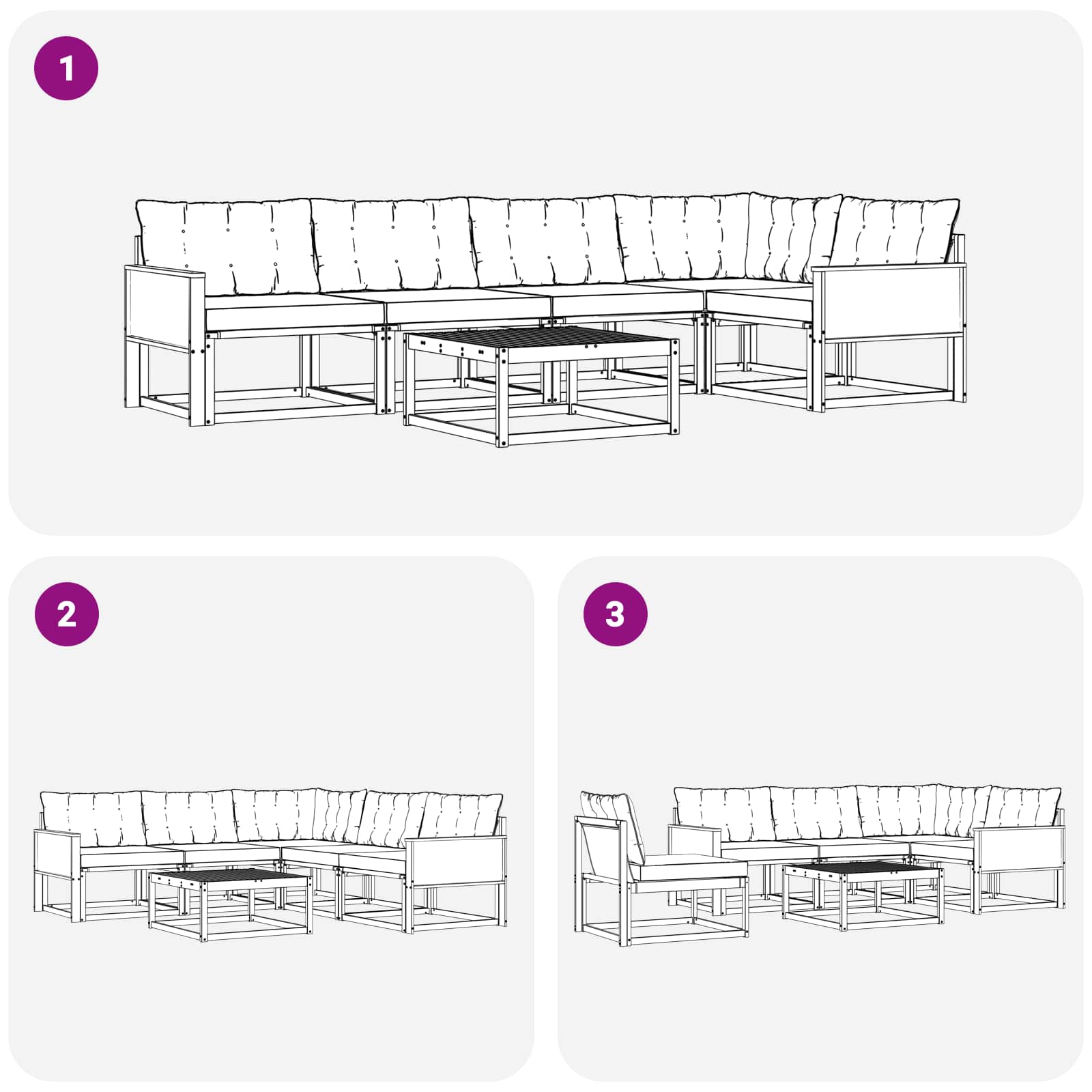 Ensemble de canapés d'extérieur 6 pcs Naturel et gris clair - XIOS