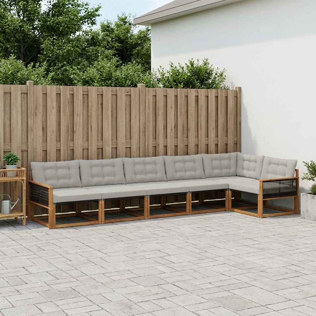 Ensemble de canapés d'extérieur 7 pcs Naturel et gris clair - XIOS