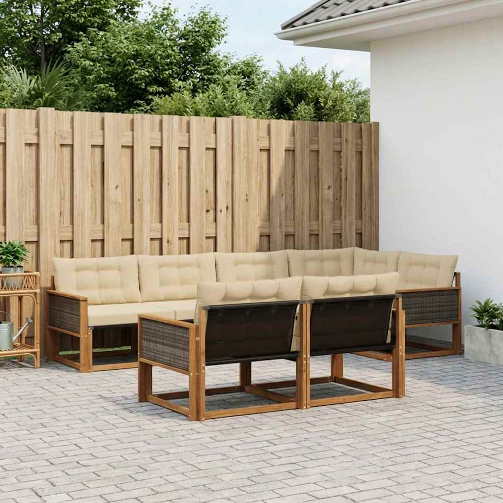 Ensemble de canapés d'extérieur 7 pcs Naturel et Beige - XIOS
