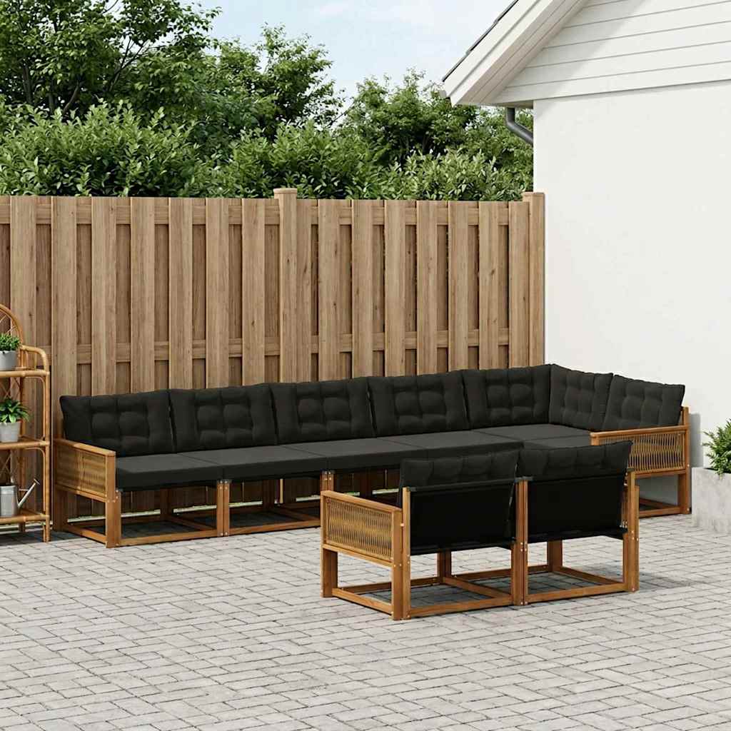 Ensemble de canapés d'extérieur 8 pcs Naturel et noir - XIOS