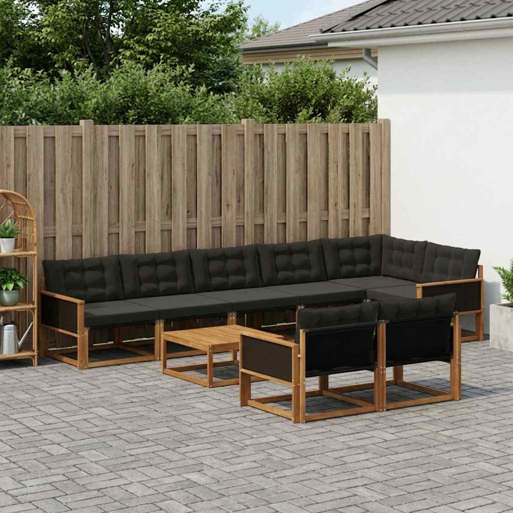 Ensemble de canapés d'extérieur 9 pcs Naturel et noir - XIOS