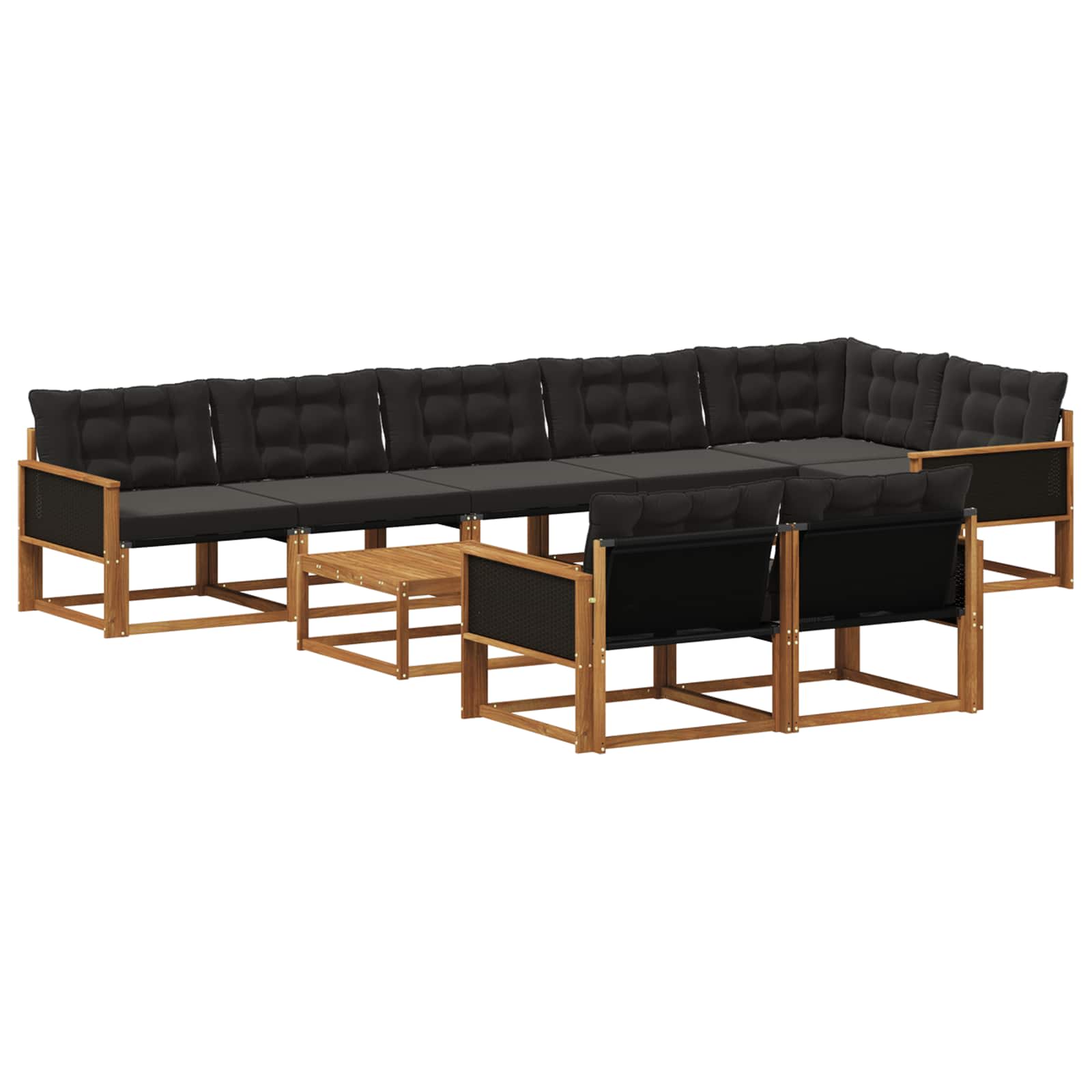 Ensemble de canapés d'extérieur 9 pcs Naturel et noir - XIOS