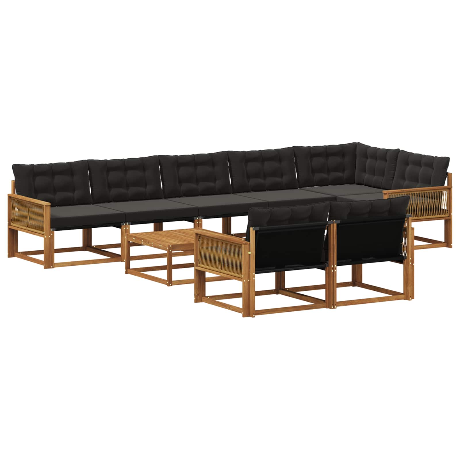 Ensemble de canapés d'extérieur 9 pcs Naturel et noir - XIOS