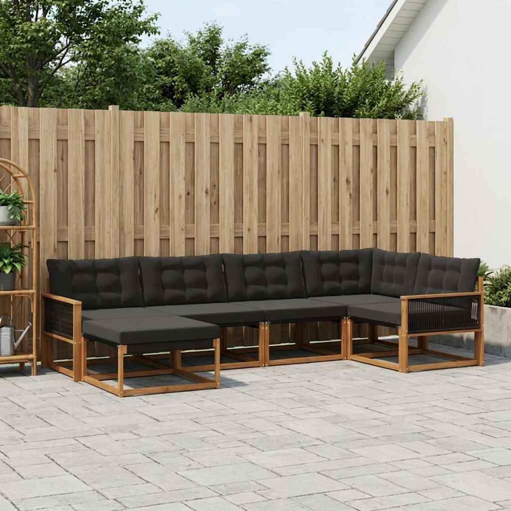 Ensemble de canapés d'extérieur 6 pcs Naturel et noir - XIOS