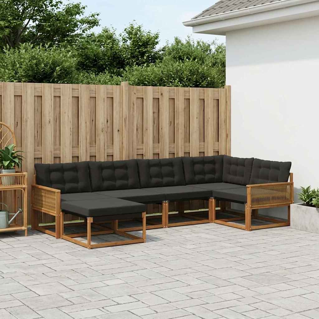 Ensemble de canapés d'extérieur 6 pcs Naturel et noir - XIOS