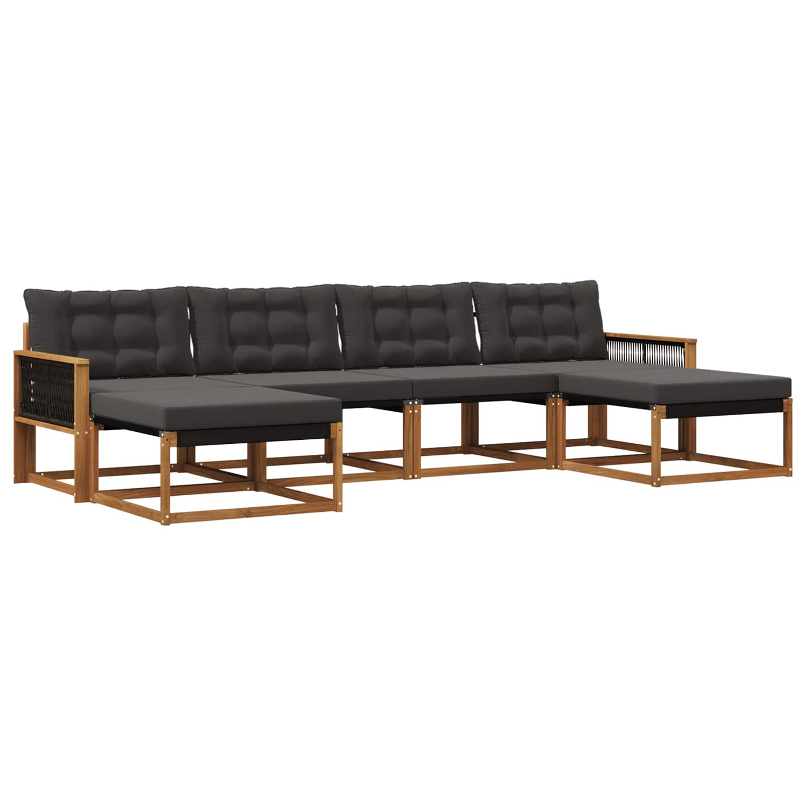 Ensemble de canapés d'extérieur 6 pcs Naturel et noir - XIOS