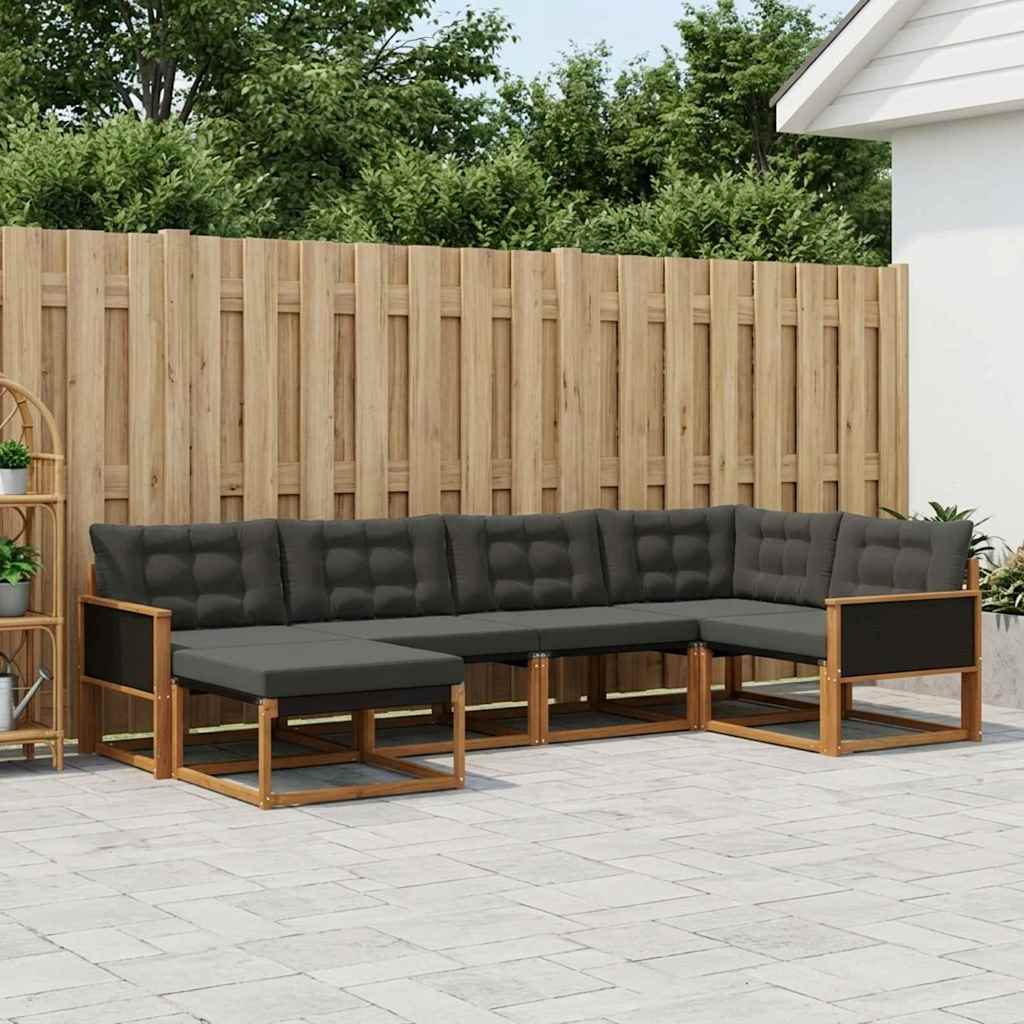 Ensemble de canapés d'extérieur 8 pcs Naturel et noir - XIOS