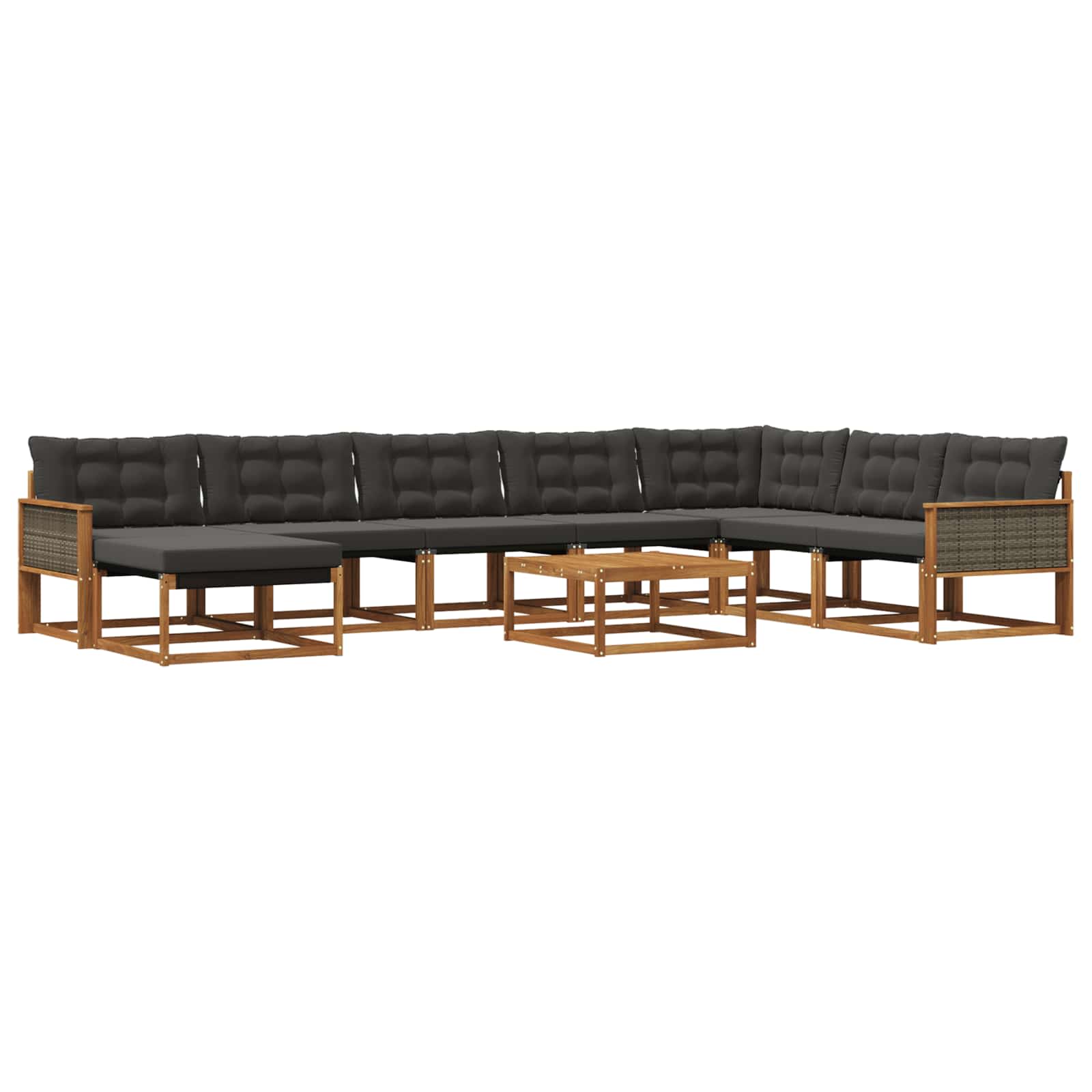 Ensemble de canapés d'extérieur 9 pcs Naturel et noir - XIOS