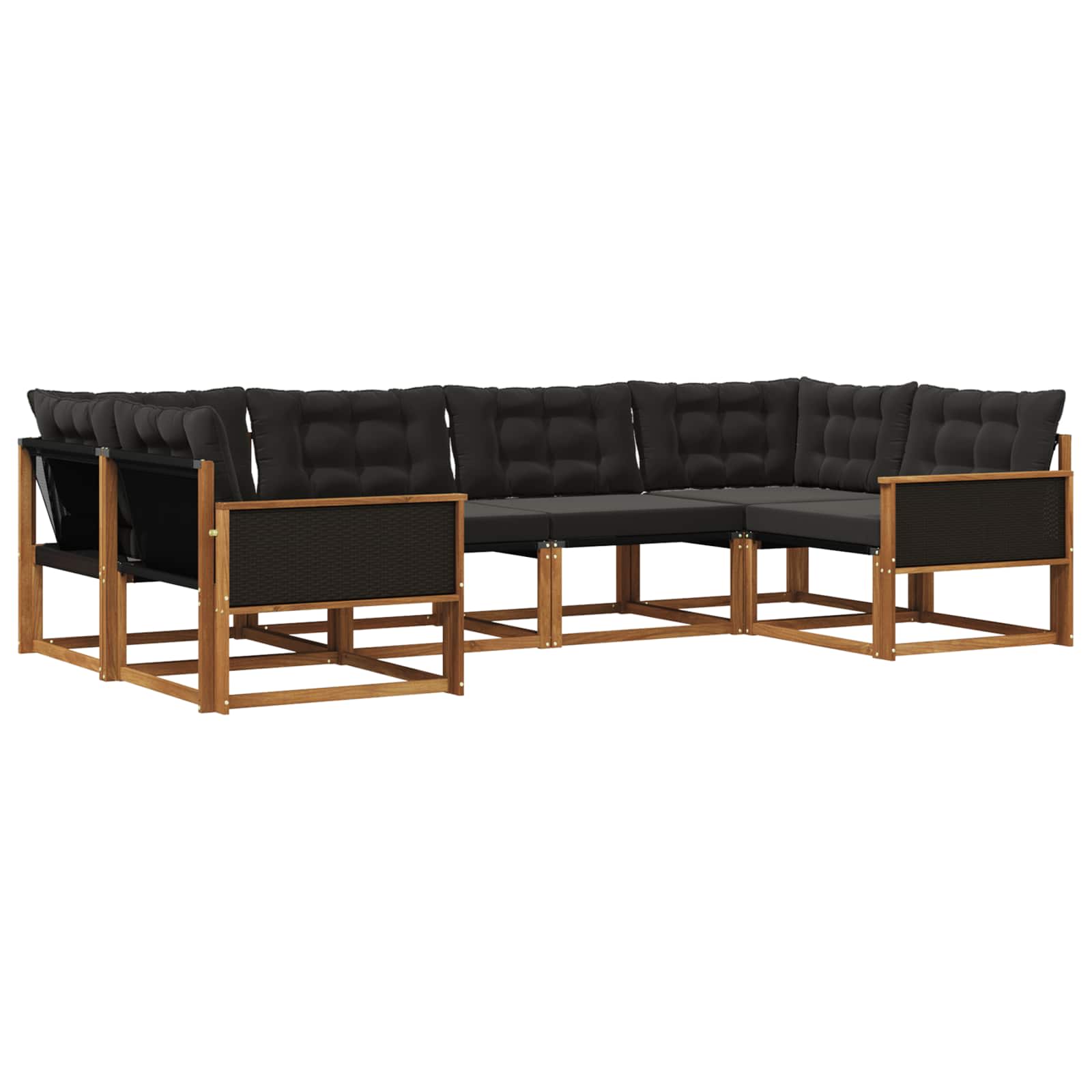 Ensemble de canapés d'extérieur 6 pcs Naturel et noir - XIOS