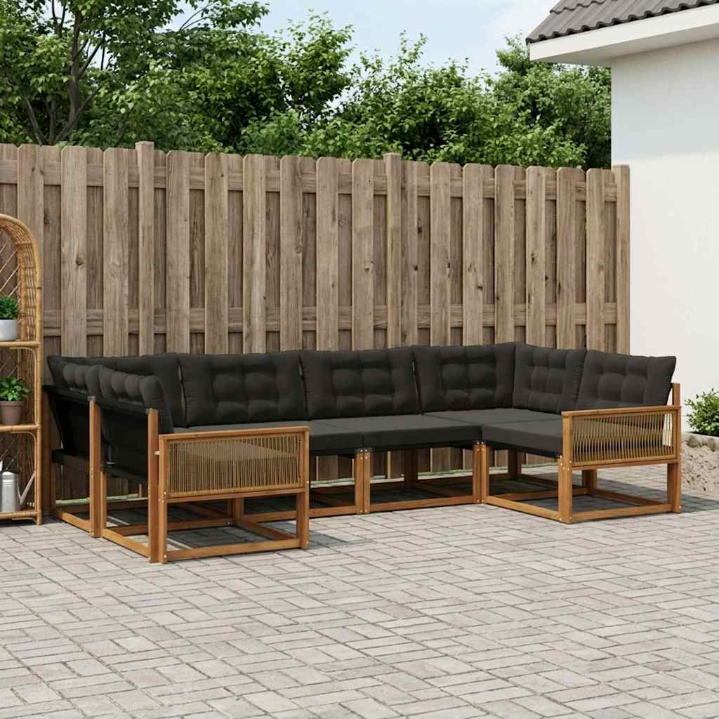 Ensemble de canapés d'extérieur 6 pcs Naturel et noir - XIOS