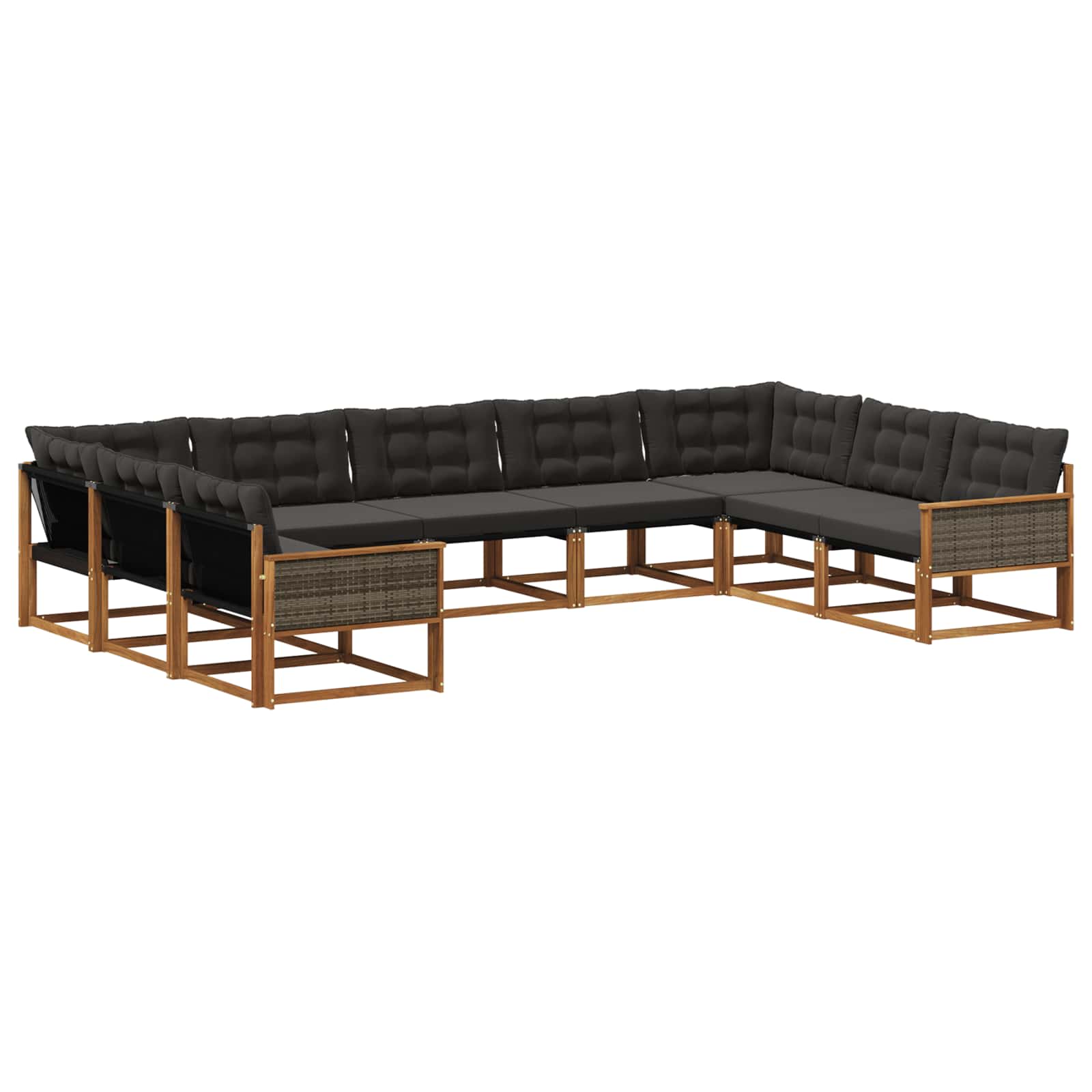 Ensemble de canapés d'extérieur 9 pcs Naturel et noir - XIOS