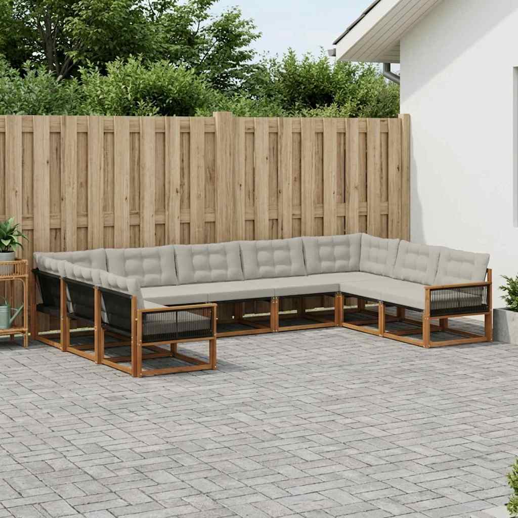 Ensemble de canapés d'extérieur 9 pcs Naturel et gris clair - XIOS