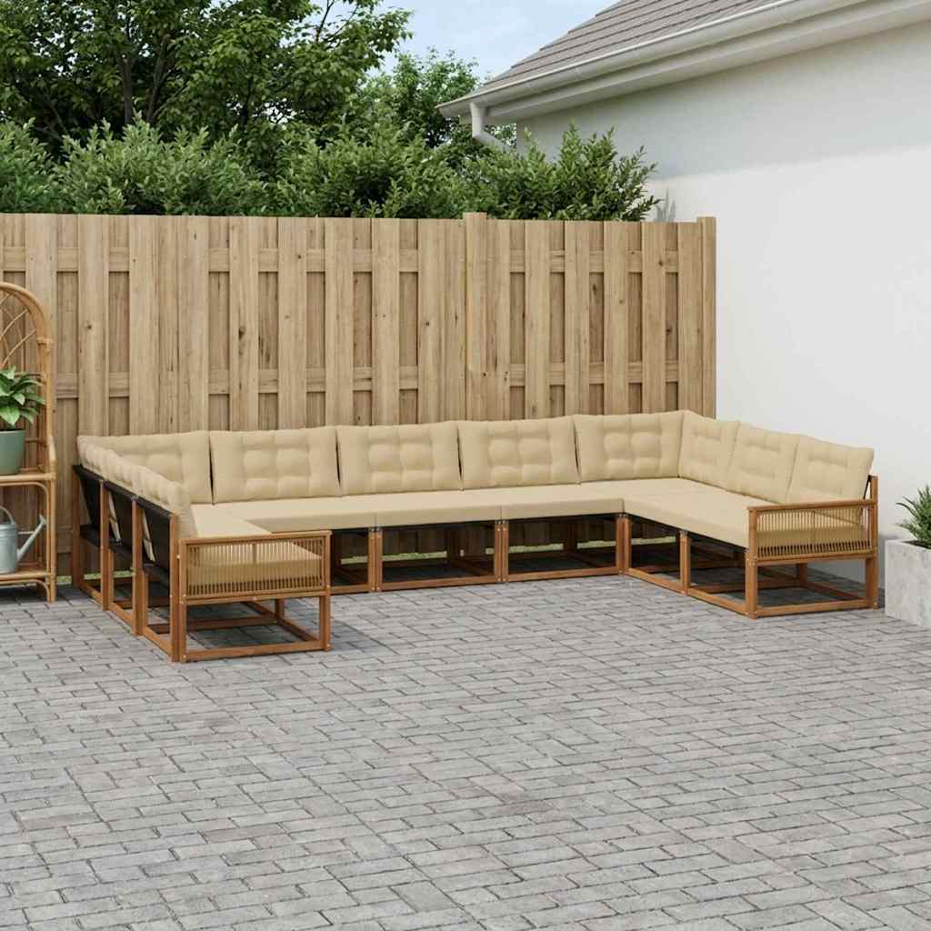 Ensemble de canapés d'extérieur 9 pcs Naturel et Beige - XIOS