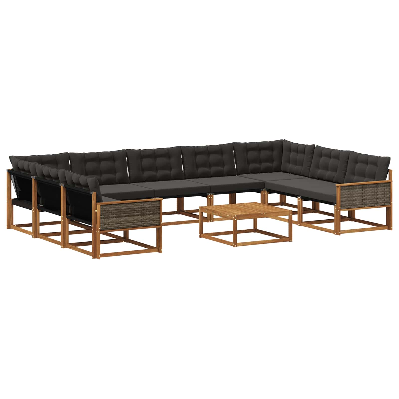 Ensemble de canapés d'extérieur 10 pcs Naturel et noir - XIOS