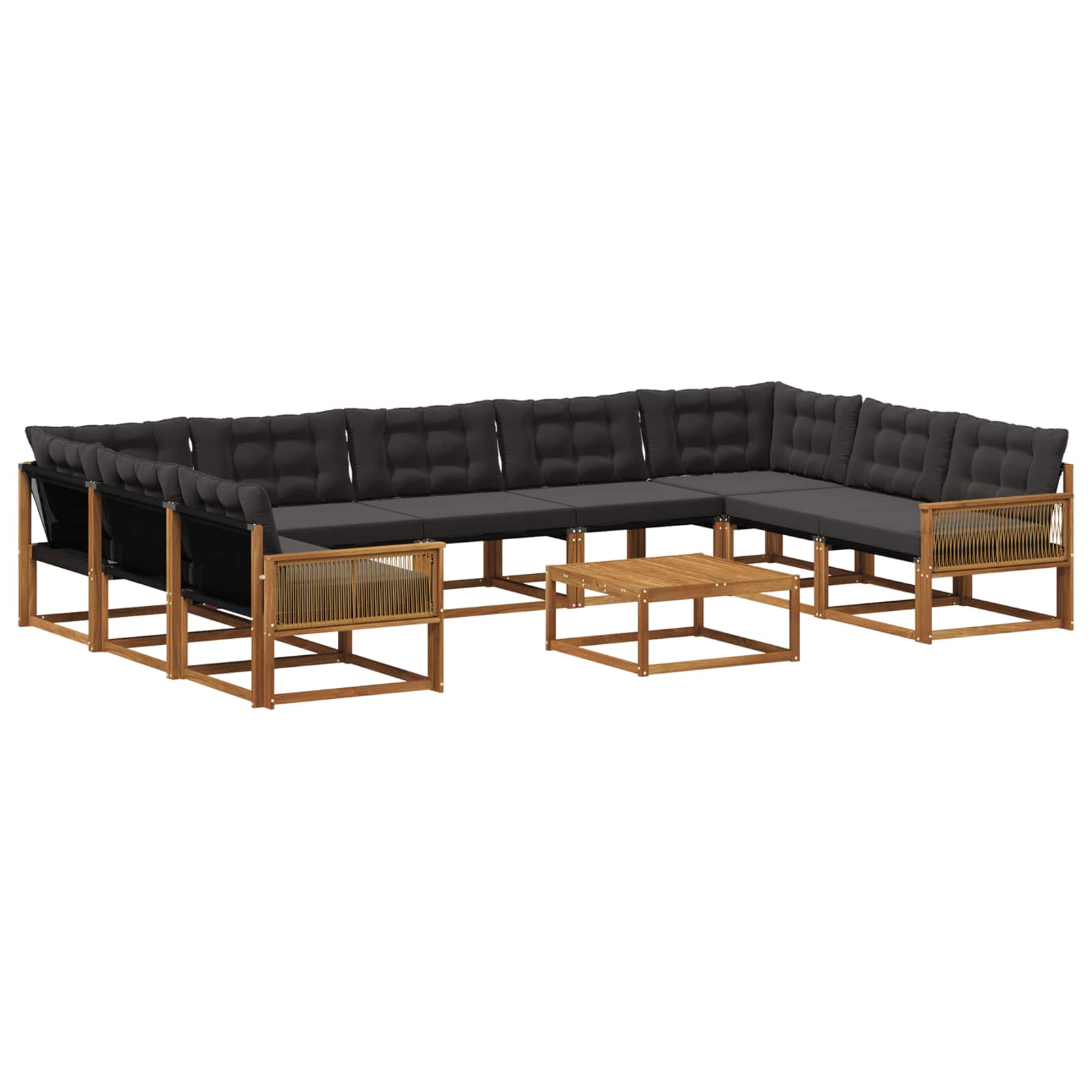 Ensemble de canapés d'extérieur 10 pcs Naturel et noir - XIOS