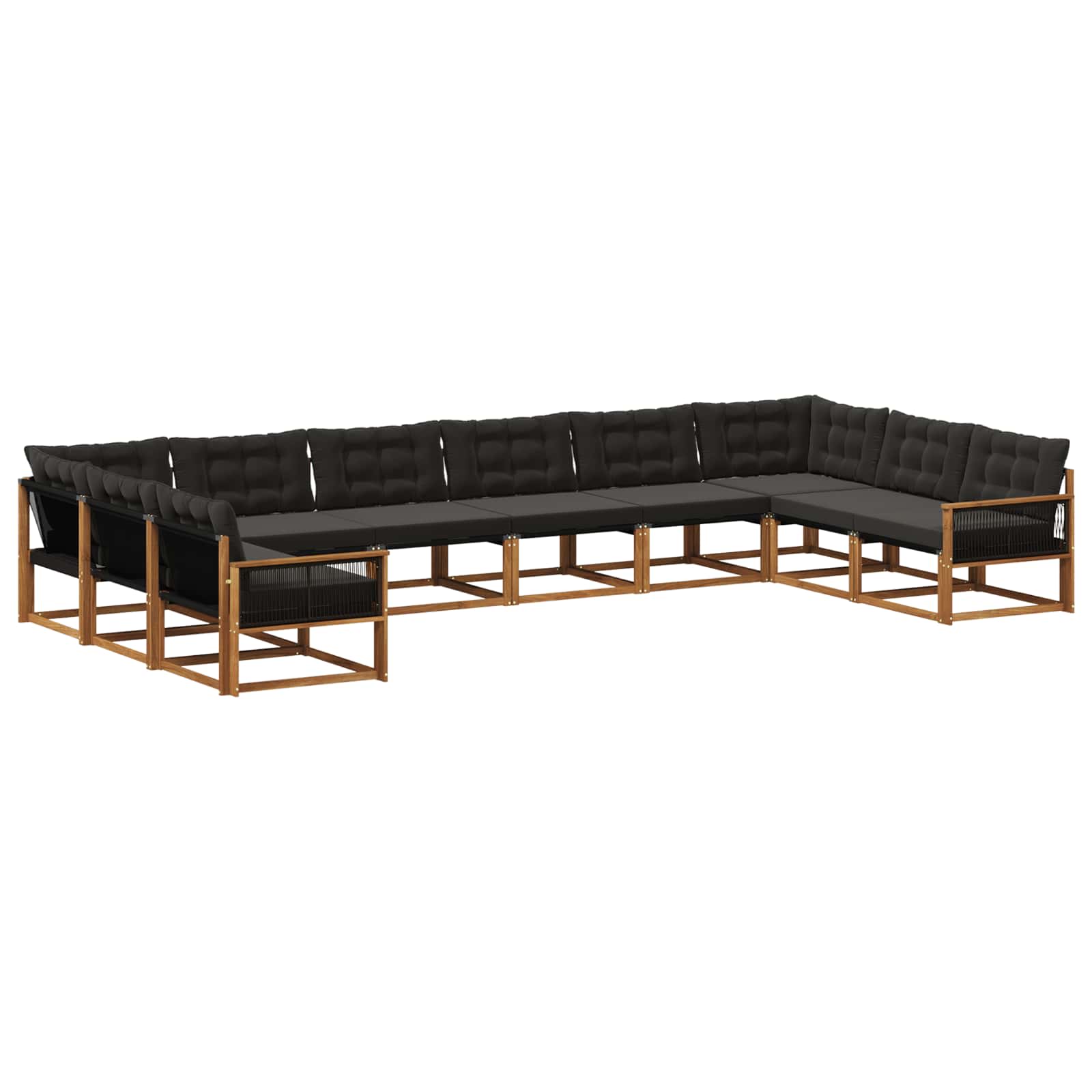Ensemble de canapés d'extérieur 10 pcs Naturel et noir - XIOS