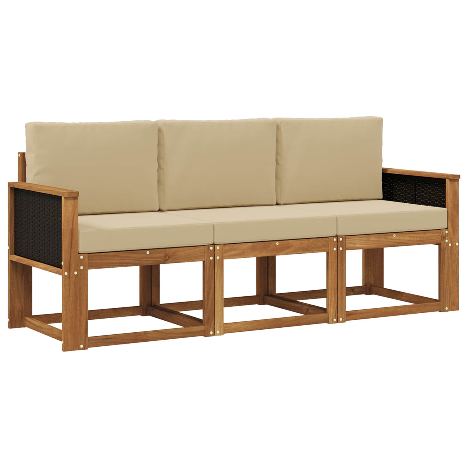 Ensemble de canapés d'extérieur avec coussin 3 pcs Naturel - XIOS