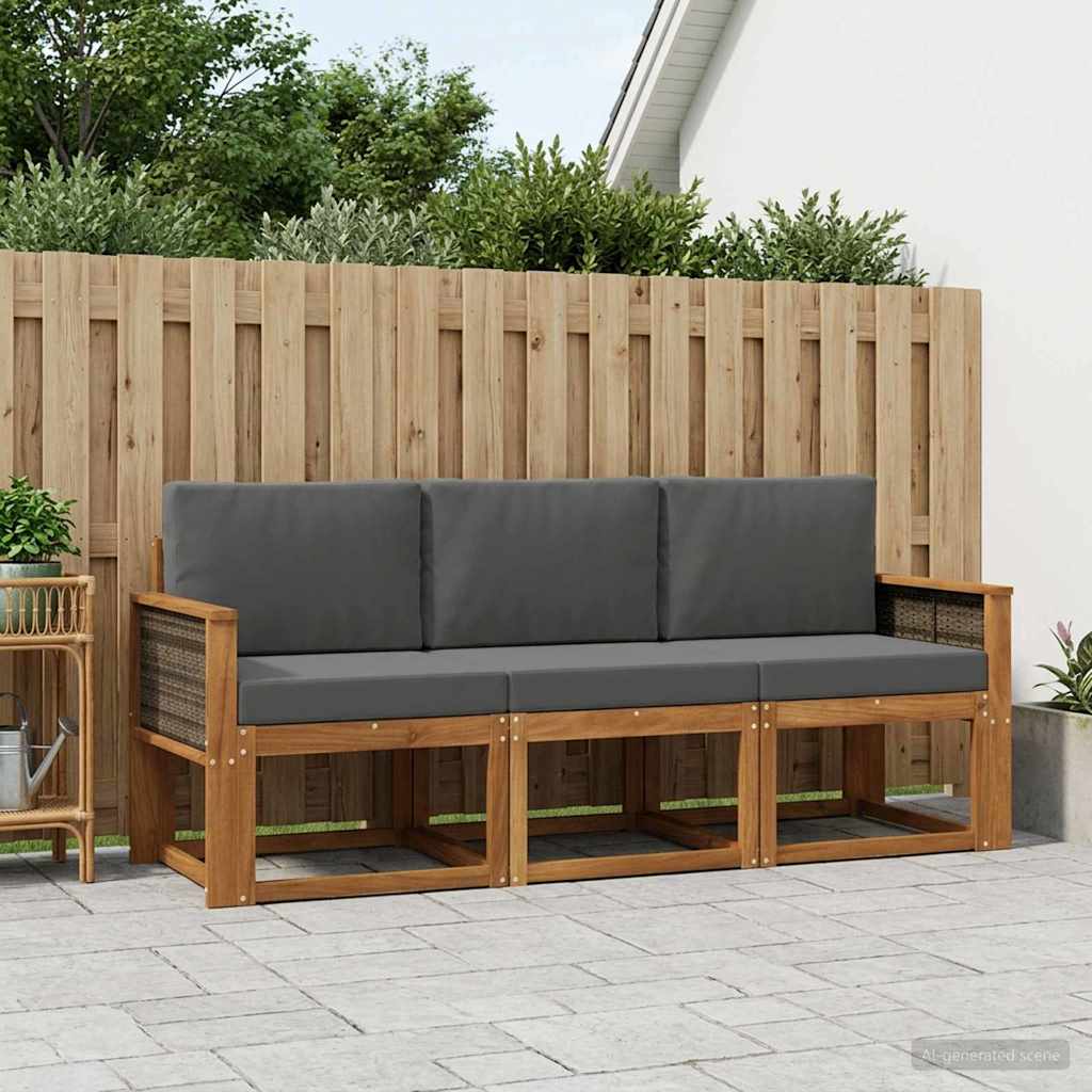 Ensemble de canapés d'extérieur 3 pc Naturel et Anthracite