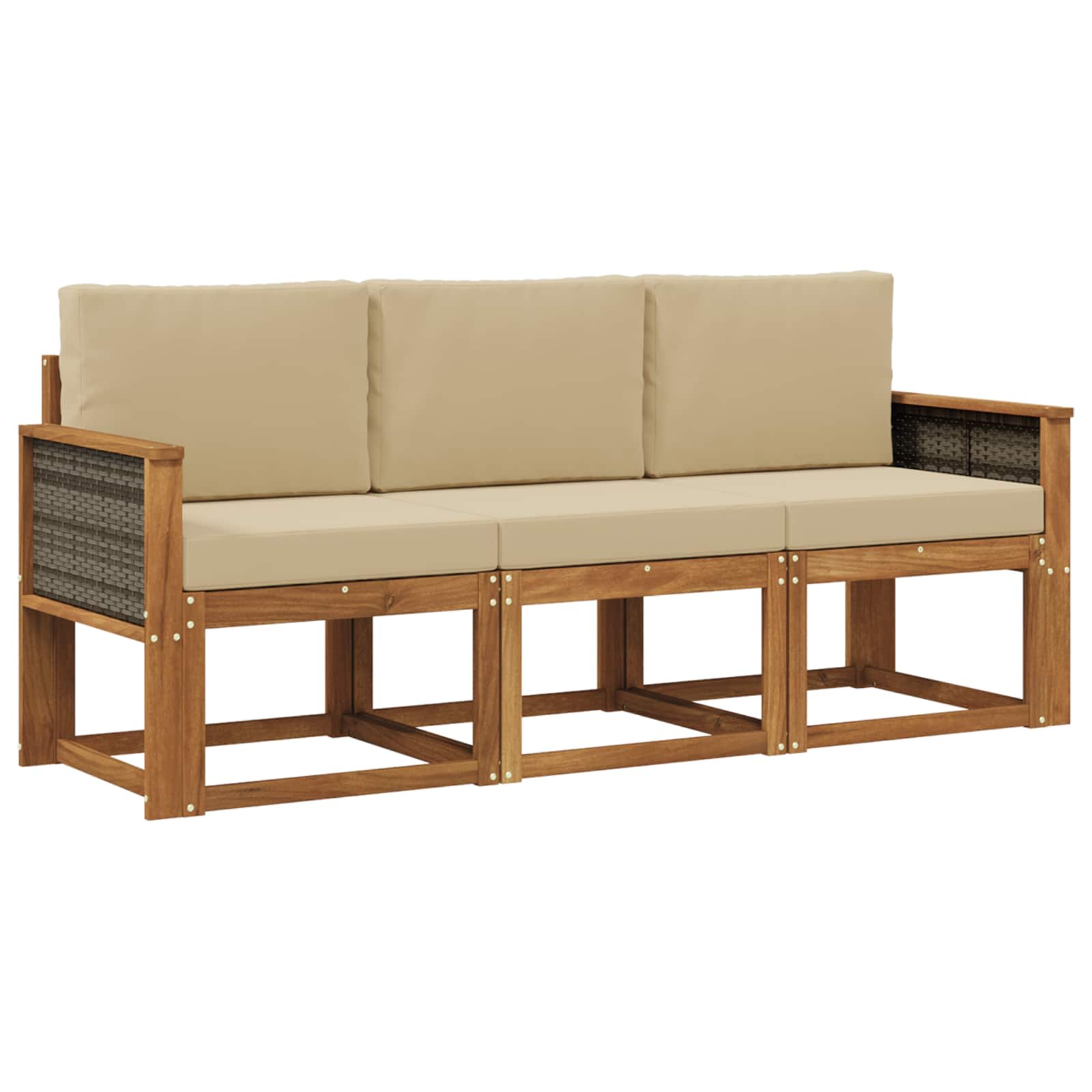 Ensemble de canapés d'extérieur avec coussin 3 pcs Naturel - XIOS