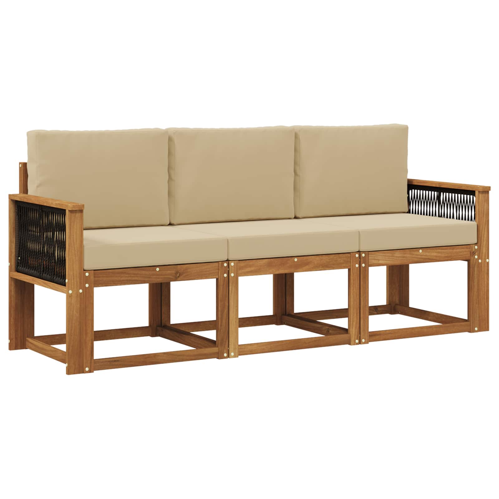 Ensemble de canapés d'extérieur avec coussin 3 pcs Naturel - XIOS