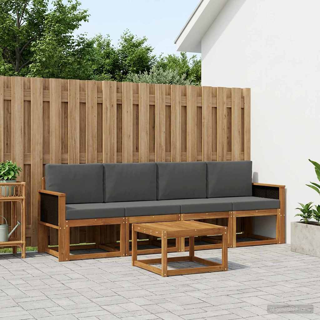 Ensemble de canapés d'extérieur 4 pc Naturel et Anthracite