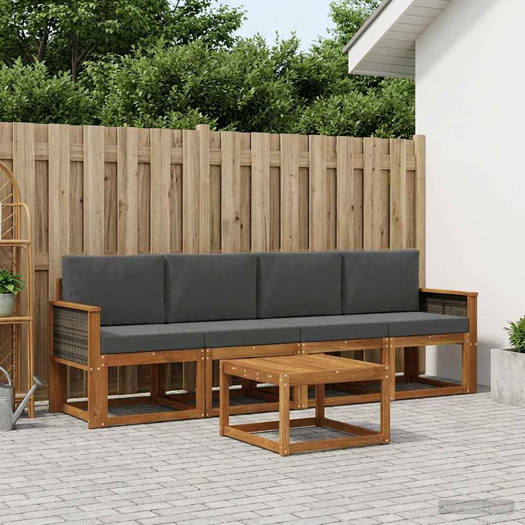 Ensemble de canapés d'extérieur 4 pcs Naturel et Anthracite - XIOS