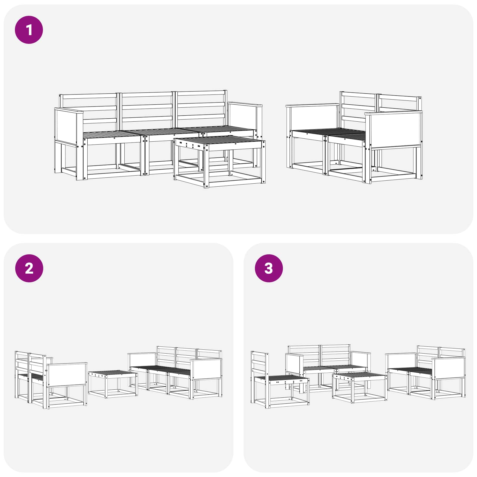 Ensemble de canapés d'extérieur 6 pcs Naturel - XIOS