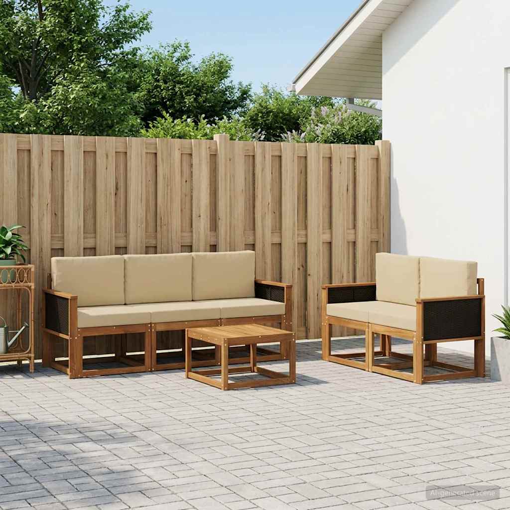 Ensemble de canapés d'extérieur avec coussin 6 pcs Naturel - XIOS