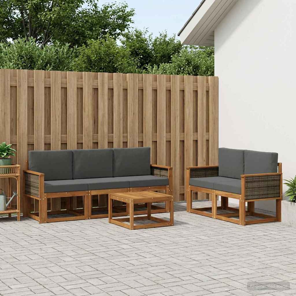 Ensemble de canapés d'extérieur 6 pcs Naturel et Anthracite - XIOS