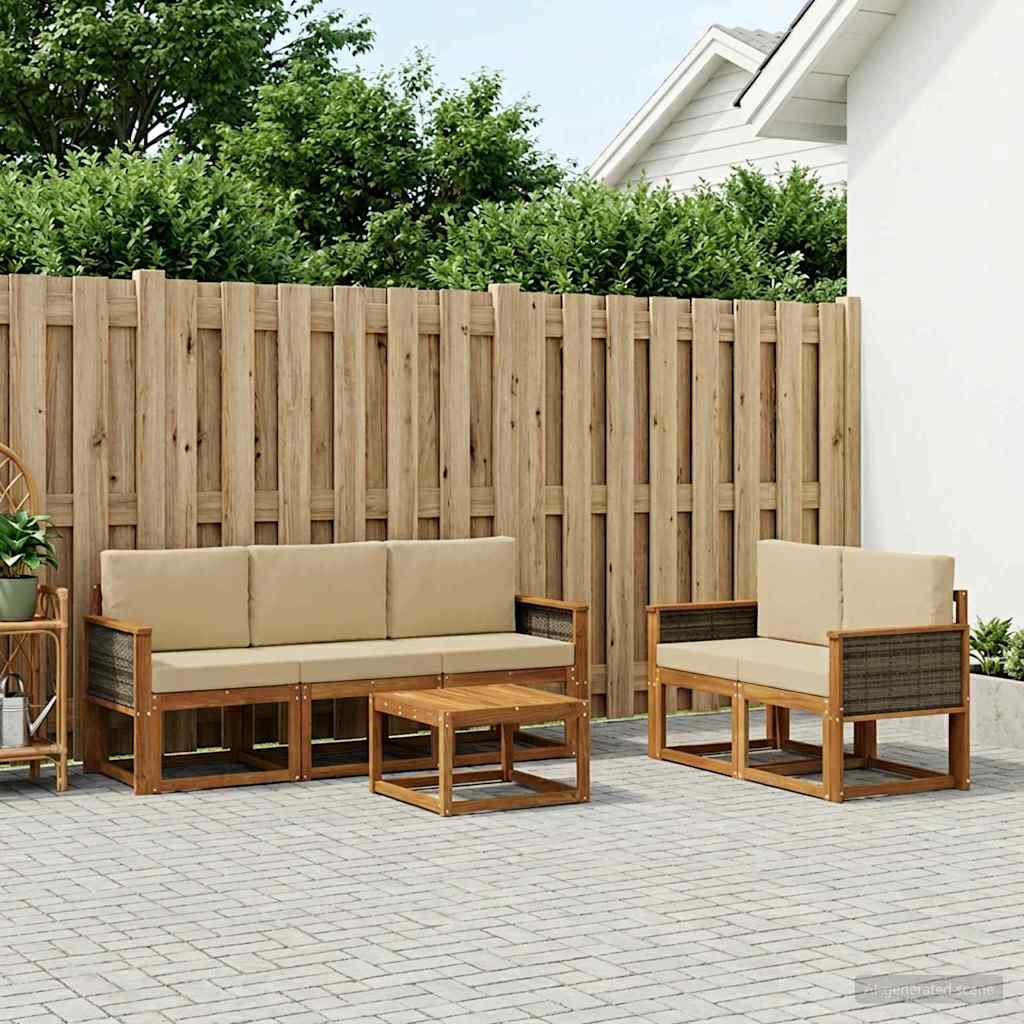 Ensemble de canapés d'extérieur avec coussin 6 pcs Naturel - XIOS