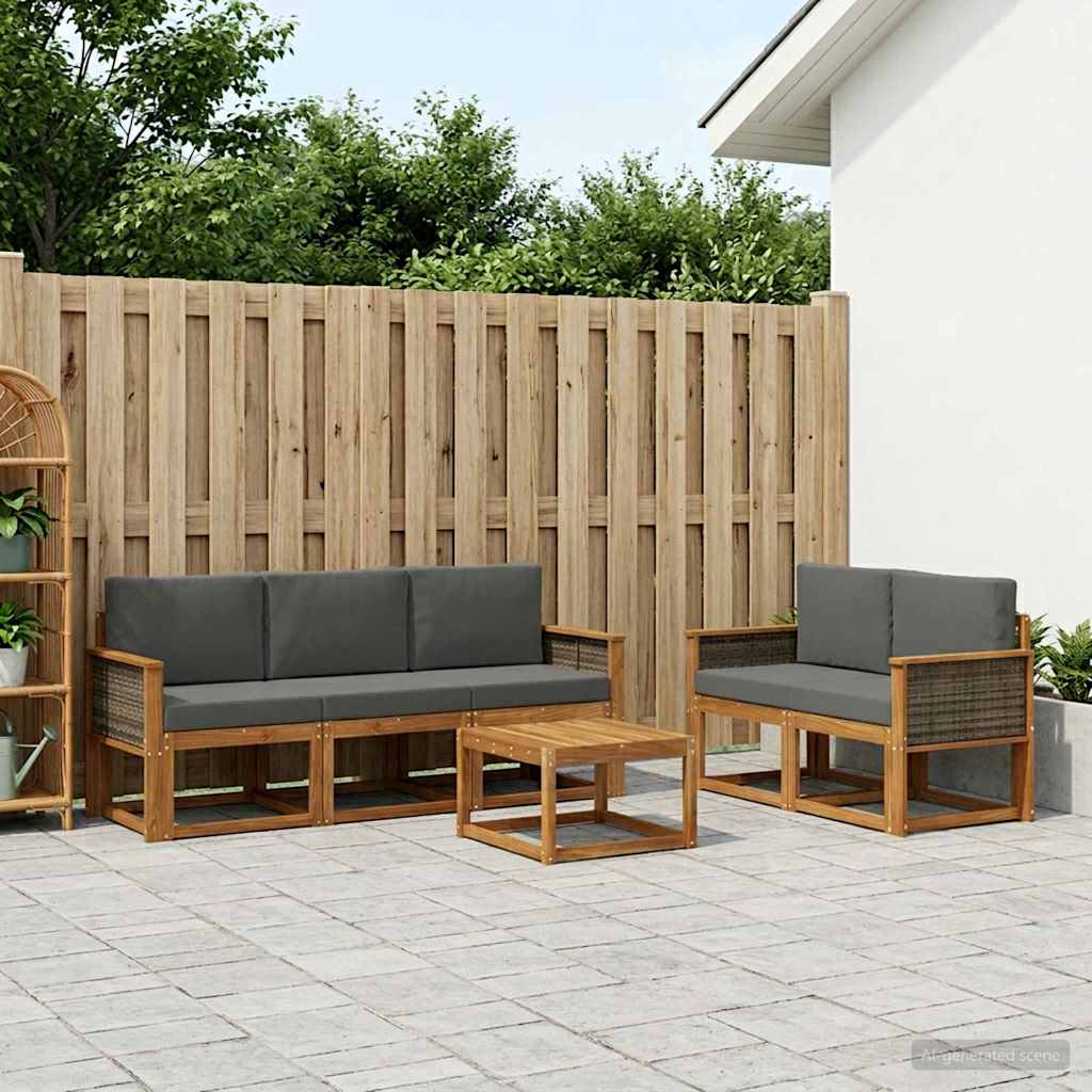 Ensemble de canapés d'extérieur 6 pcs Naturel et Anthracite - XIOS